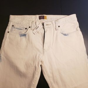 J Crew White Wash Jeans w/ Blue Detail